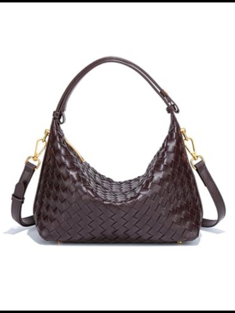 Woven Faux Suede Shoulder Bag Slouchy Crescent Hobo Satchel Purse